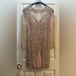 LARA Pink Sequin Long Sleeve Dress